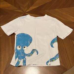 Kids White and Blue Octopus T-Shirt